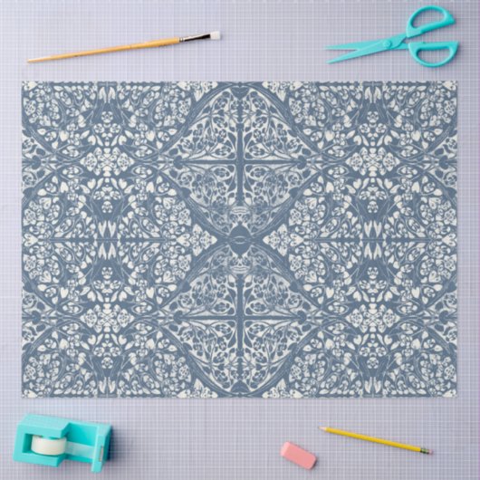 Arabesque Bloemenwijnstokken Blauw Ivoor LG Decoup Tissuepapier (Craft)