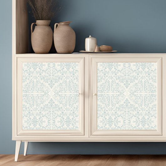 Arabesque Bloemenwijnstokken Blauw Ivoor LG Decoup Tissuepapier