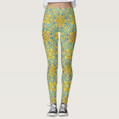 Arabesque Blue Gold Leggings (Voorkant)