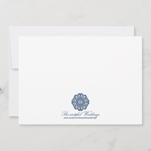Arabesque Blue Lace, 5x7 save the date (Achterkant)