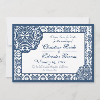 Arabesque Blue Lace, 5x7 save the date