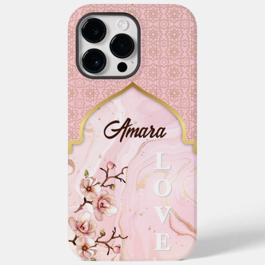 Arabesque Boog | Blush Marmer & Goud Case-Mate iPhone Case (Achterkant)
