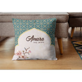 Arabesque Bruids Kussen – Diep Turkoois & Goud