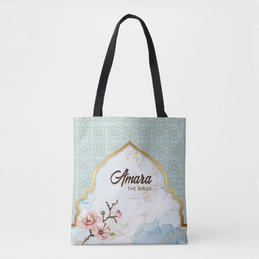 Arabesque Bruidstas – Lichtblauwe Boog Tote Bag (Voorkant)