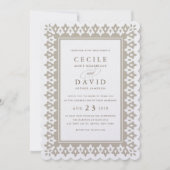 Arabesque bruiloft uitnodiging | Champagne Glinste (Voorkant)