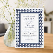 Arabesque bruiloft uitnodiging | Marineblauw