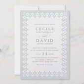 Arabesque bruiloft uitnodiging | zilverparel (Voorkant)