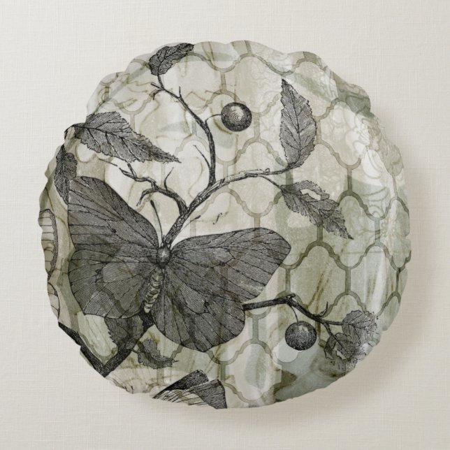 Arabesque Butterflies I Rond Kussen (Voorkant)