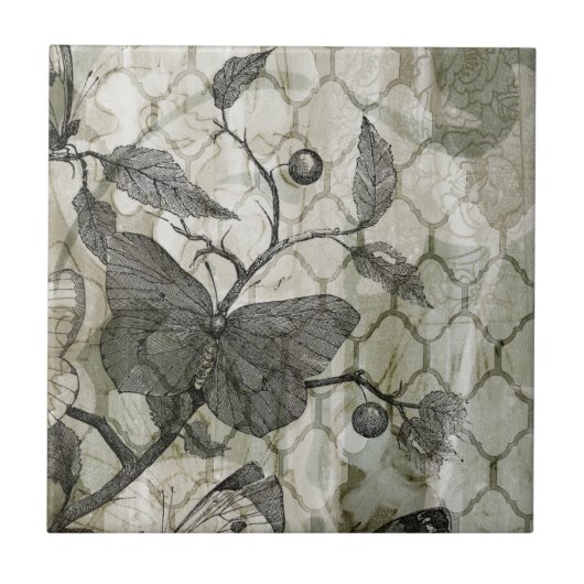 Arabesque Butterflies I Tegeltje (Voorkant)