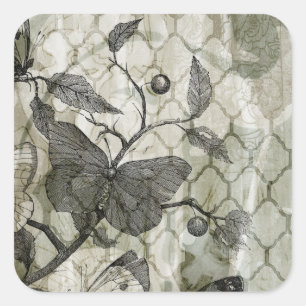 Arabesque Butterflies I Vierkante Sticker