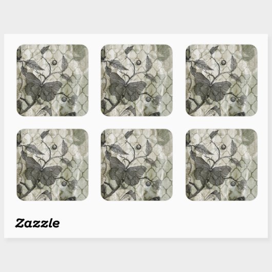 Arabesque Butterflies I Vierkante Sticker (Vel)