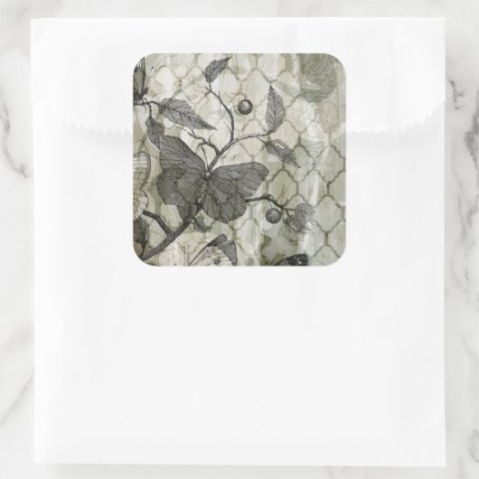Arabesque Butterflies I Vierkante Sticker (Tas)