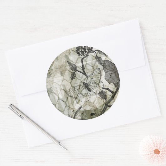Arabesque Butterflies II Ronde Sticker (Envelop)