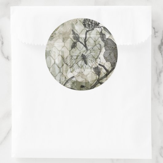 Arabesque Butterflies II Ronde Sticker (Tas)