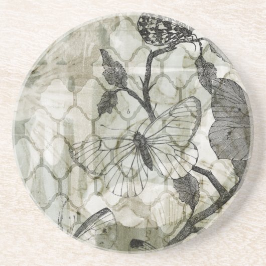 Arabesque Butterflies II Zandsteen Onderzetter (Voorkant)