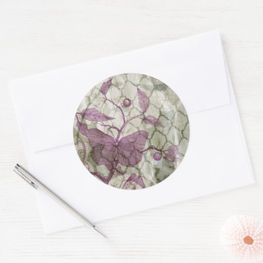 Arabesque Butterflies III Ronde Sticker (Envelop)