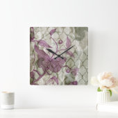 Arabesque Butterflies III Vierkante Klok (Huis)