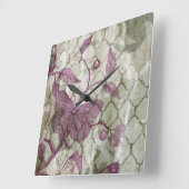 Arabesque Butterflies III Vierkante Klok (Hoek)