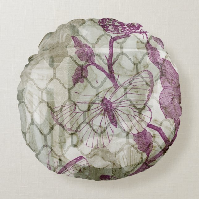 Arabesque Butterflies IV Rond Kussen (Voorkant)