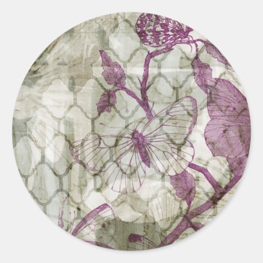 Arabesque Butterflies IV Ronde Sticker (Voorkant)