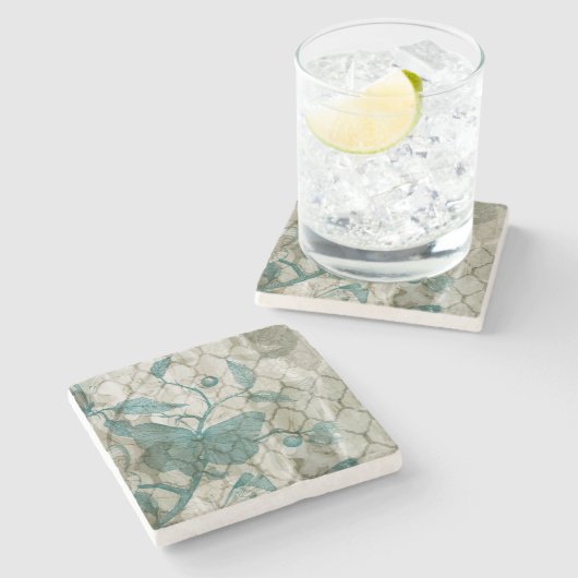 Arabesque Butterflies V Stenen Onderzetter (Zijkant)