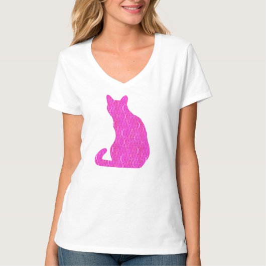 Arabesque Cat - fuschia, warm roze T-shirt (Voorkant)