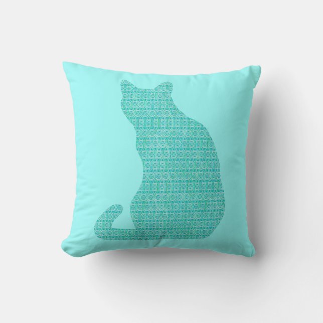 Arabesque Cat - shades of turquoise Kussen (Voorkant)