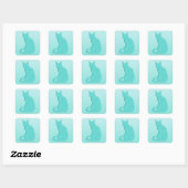Arabesque Cat - shades of turquoise Vierkante Sticker (Vel)