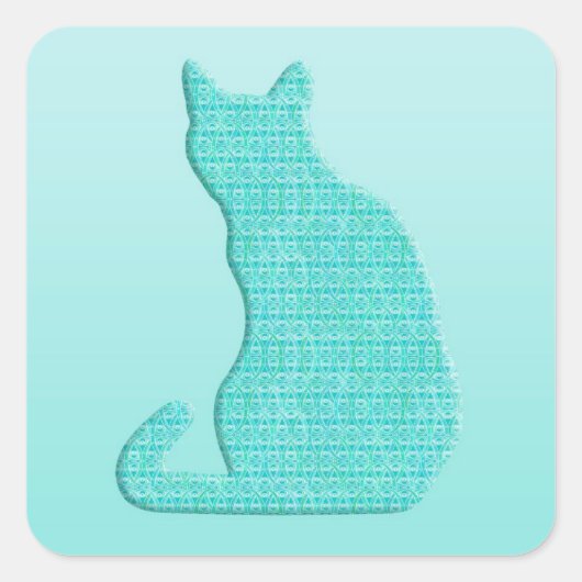 Arabesque Cat - shades of turquoise Vierkante Sticker (Voorkant)