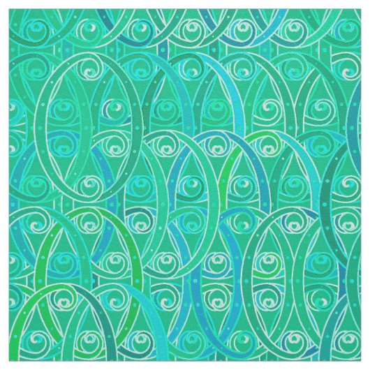 Arabesque damask - aqua en turquoise stof (Swatch)