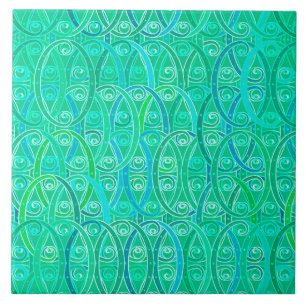 Arabesque Damask - Aqua en Turquoise Tegeltje