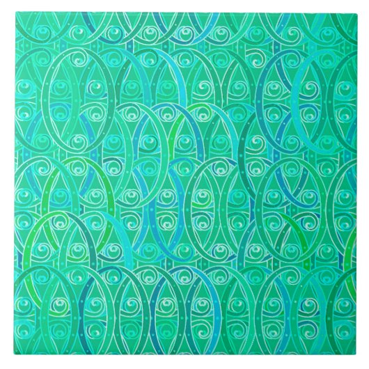 Arabesque Damask - Aqua en Turquoise Tegeltje (Voorkant)