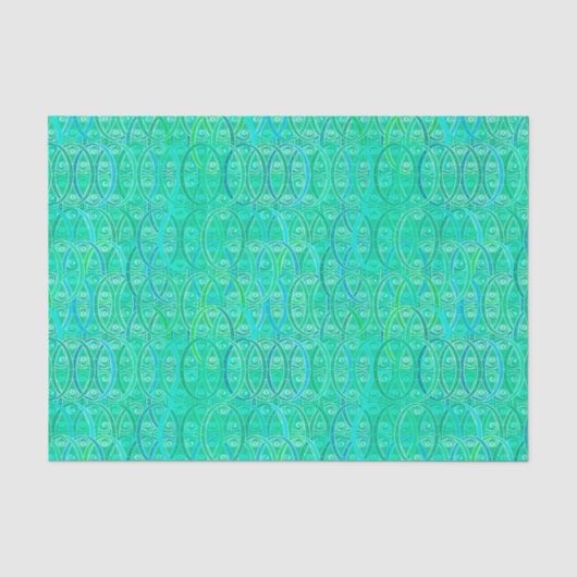 Arabesque damask - aqua en turquoise tissuepapier (Voorkant)