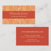 Arabesque Damask - Coral en Mandarijns Sinaasappel Visitekaartje (Voorkant / Achterkant)