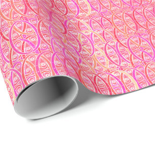 Arabesque damask - schaduwen van koraalroze cadeaupapier