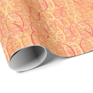 Arabesque damask - zacht sinaasappel en koraal cadeaupapier