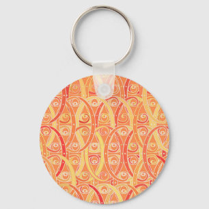 Arabesque damask - zacht sinaasappel en koraal sleutelhanger