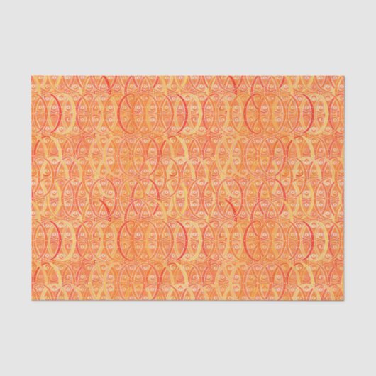 Arabesque damask - zacht sinaasappel en koraal tissuepapier (Voorkant)