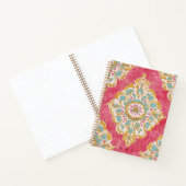 Arabesque Damast Roze Goud Medaillon Monogram Notitieboek (Binnen)