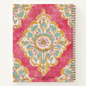 Arabesque Damast Roze Goud Medaillon Monogram Notitieboek (Achterkant)