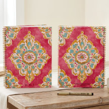 Arabesque Damast Roze Goud Medaillon Monogram