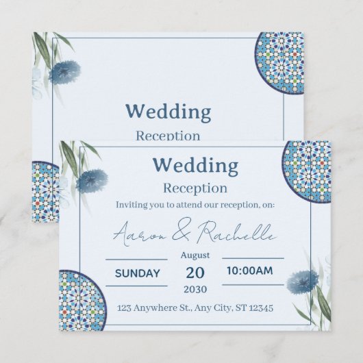 Arabesque Elegance Wedding Card Kaart (Voorkant / Achterkant)