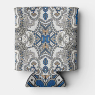 Arabesque Elegance: Wit-Blauw Islamitisch Patroon. Blikjeskoeler