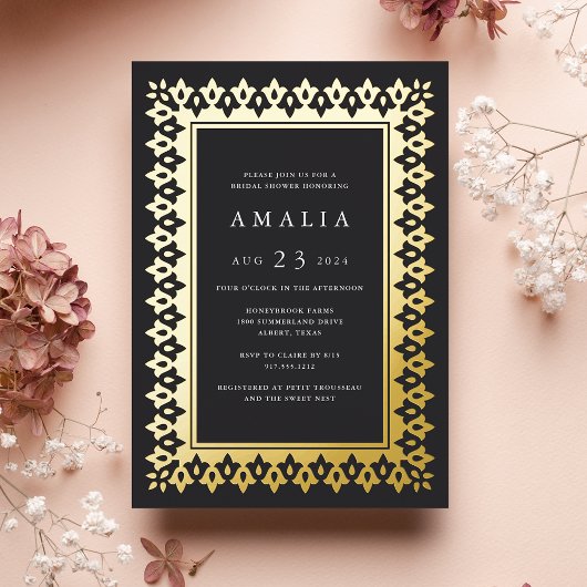 Arabesque | Elegant Glam Vrijgezellenfeest Gold Folie Uitnodiging