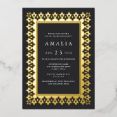 Arabesque | Elegant Glam Vrijgezellenfeest Gold Folie Uitnodiging (Voorkant)