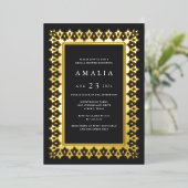 Arabesque | Elegant Glam Vrijgezellenfeest Gold Folie Uitnodiging (Staand Voorkant)