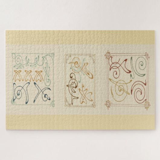 Arabesque Elegantie – Abstract Ontwerp van Mucha Legpuzzel (Horizontaal)