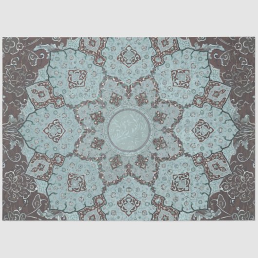 Arabesque Ephemera Aqua in Brown ontkoppeling Tissuepapier (Voorkant)