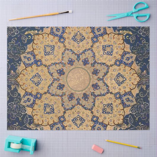 Arabesque Ephemera Blue n Gold  ontkoppeling Tissuepapier (Craft)