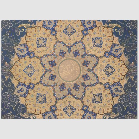 Arabesque Ephemera Blue n Gold ontkoppeling Tissuepapier (Voorkant)